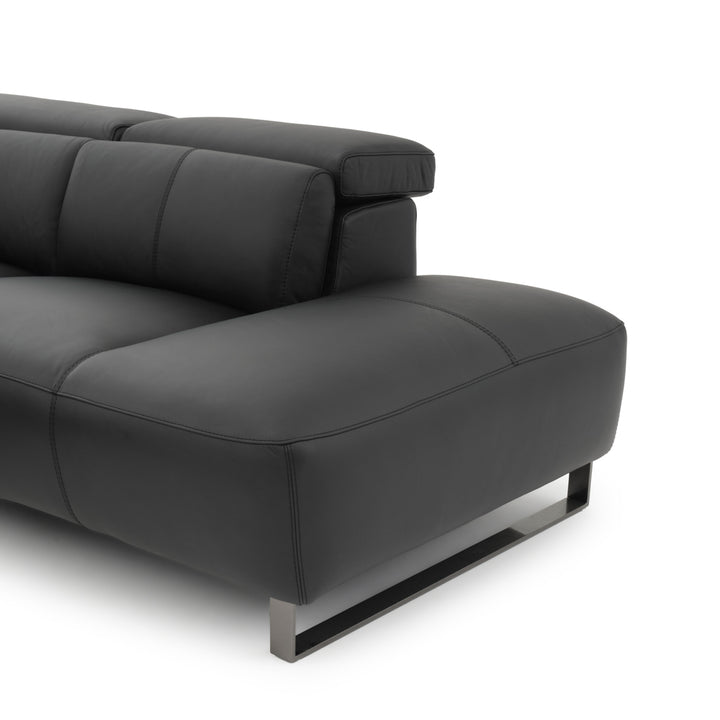 Wilberta Leather Sectional Sofa Black