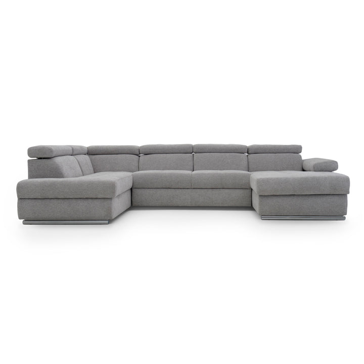 Wicek Fabric Sectional Sofa-Bed Light Grey