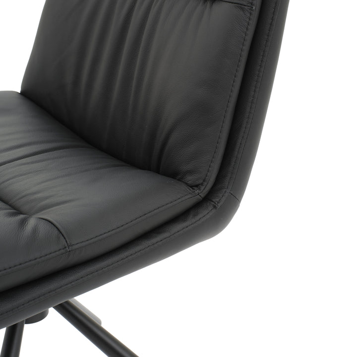 Everlee Leather Chair Black