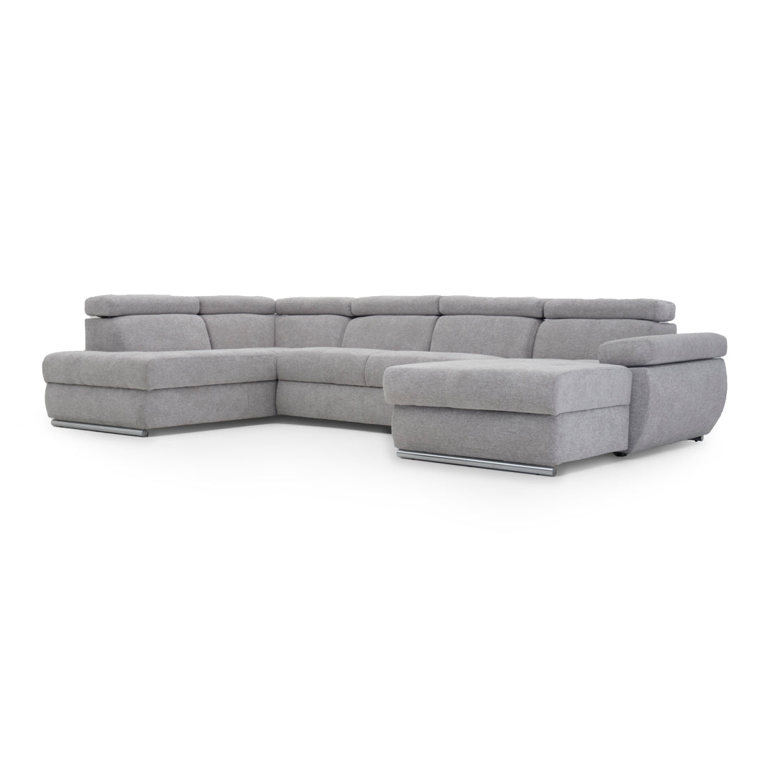 Wicek Fabric Sectional Sofa-Bed Light Grey