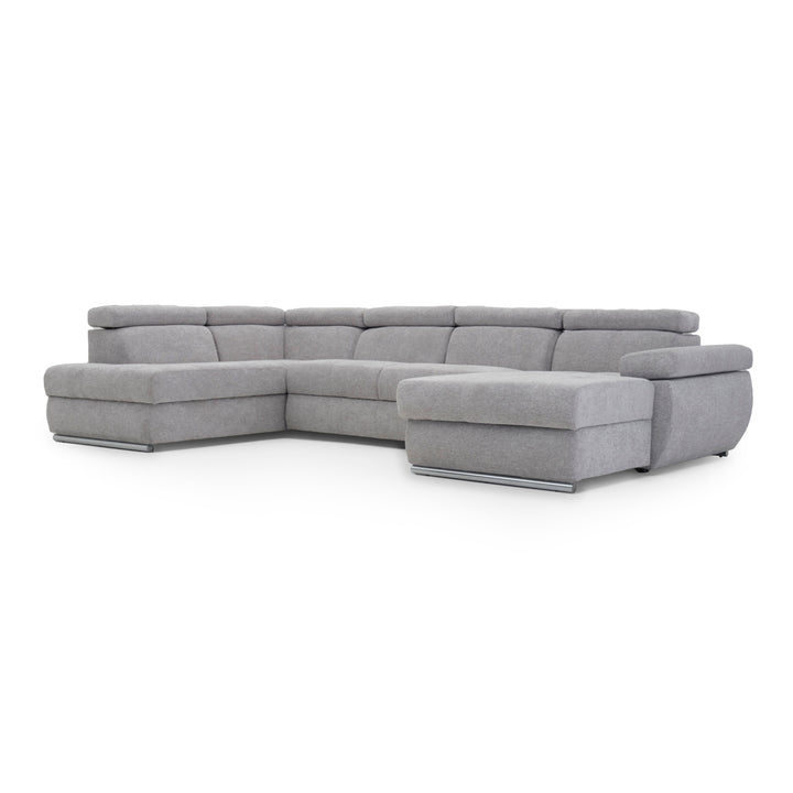 Wicek Fabric Sectional Sofa-Bed Light Grey