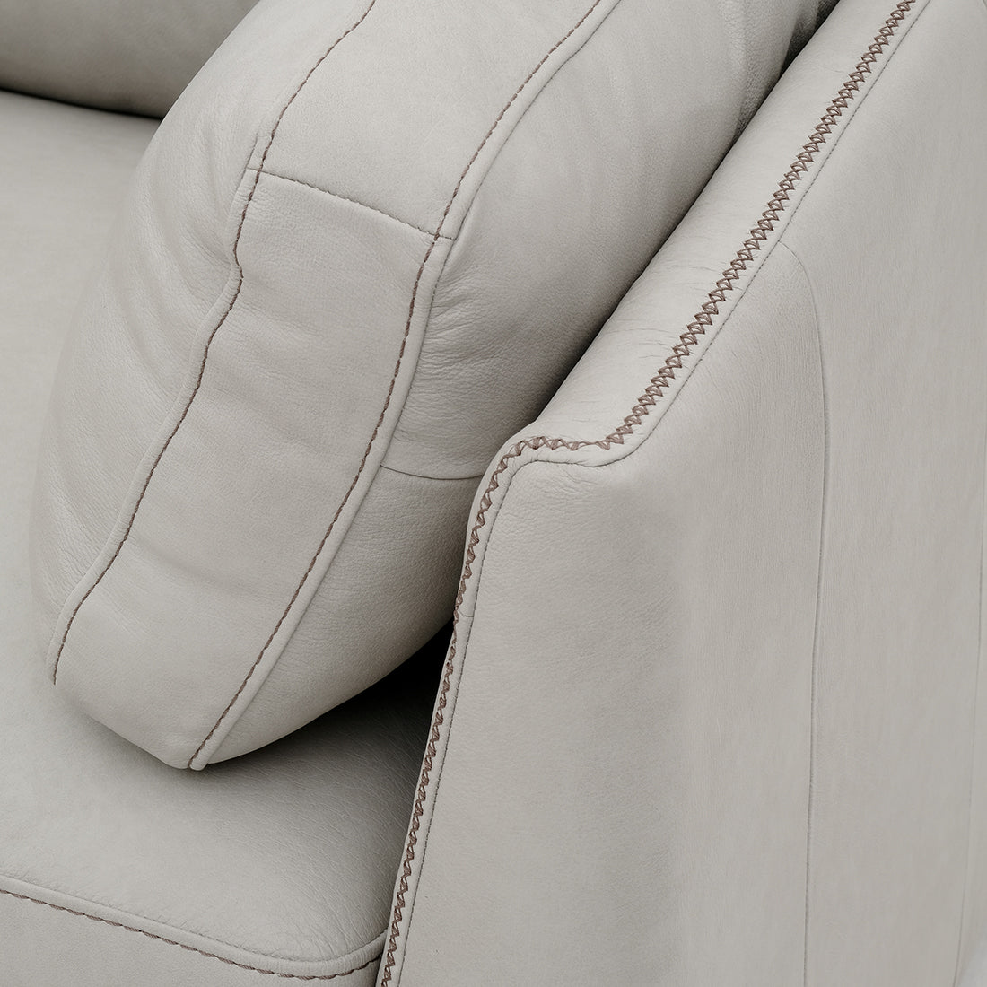 Neal Leather Sofa Light Grey