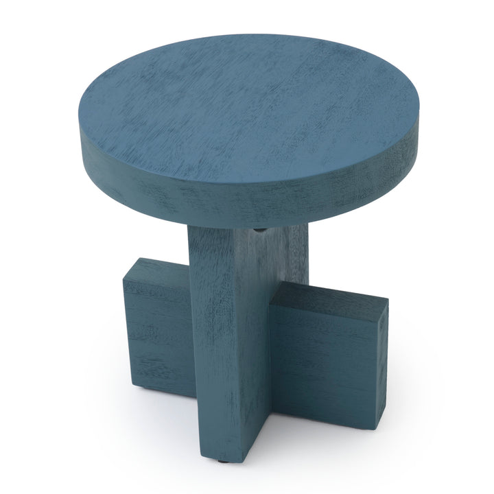 Siya Wood Accent Table Light Blue