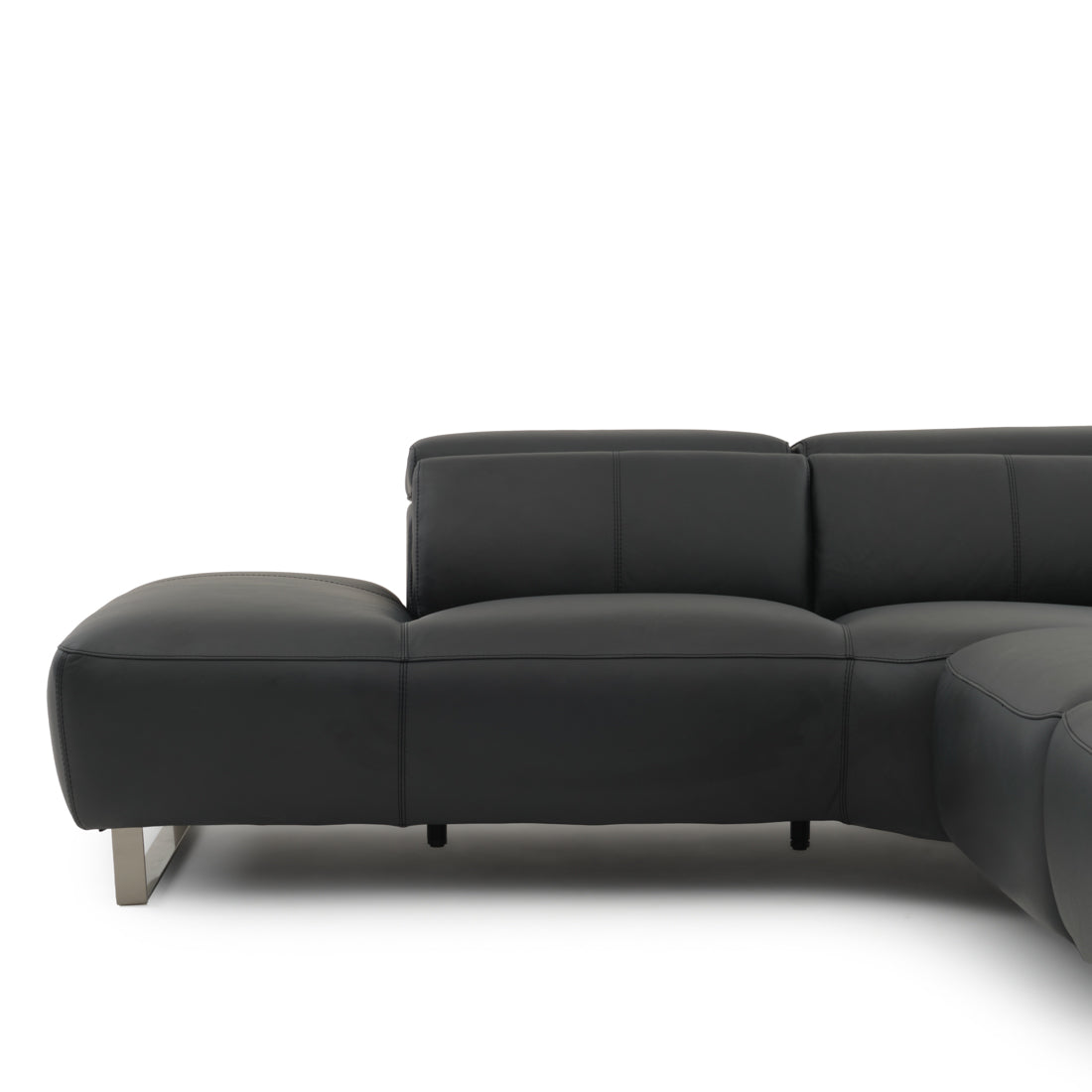 Wilberta Leather Sectional Sofa Black