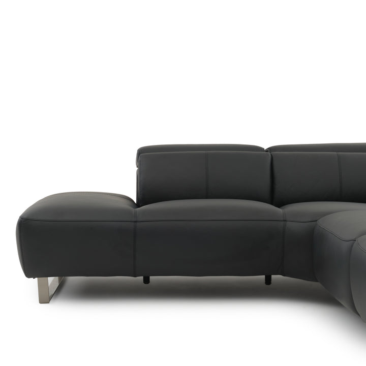 Wilberta Leather Sectional Sofa Black