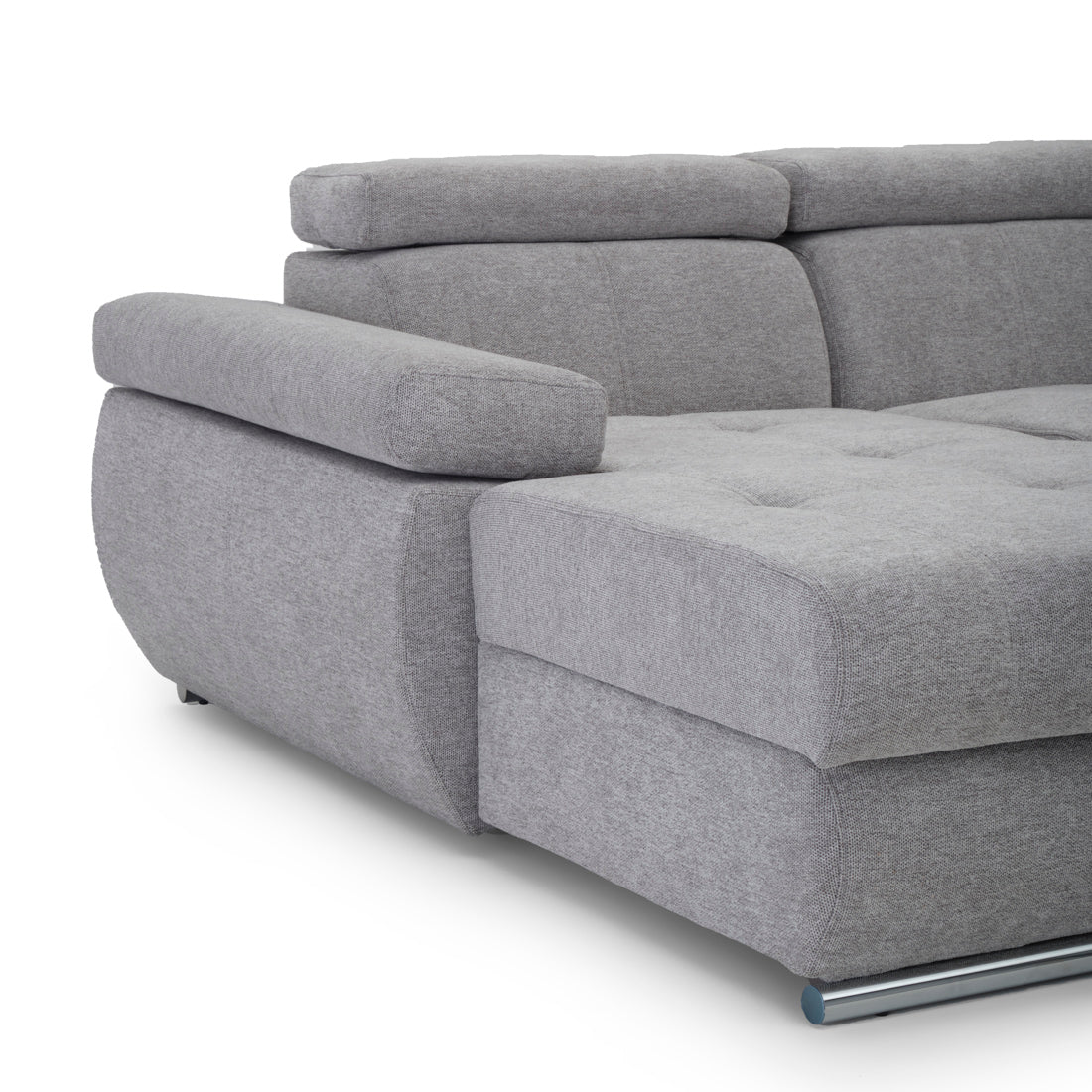 Wicek Fabric Sectional Sofa-Bed Light Grey