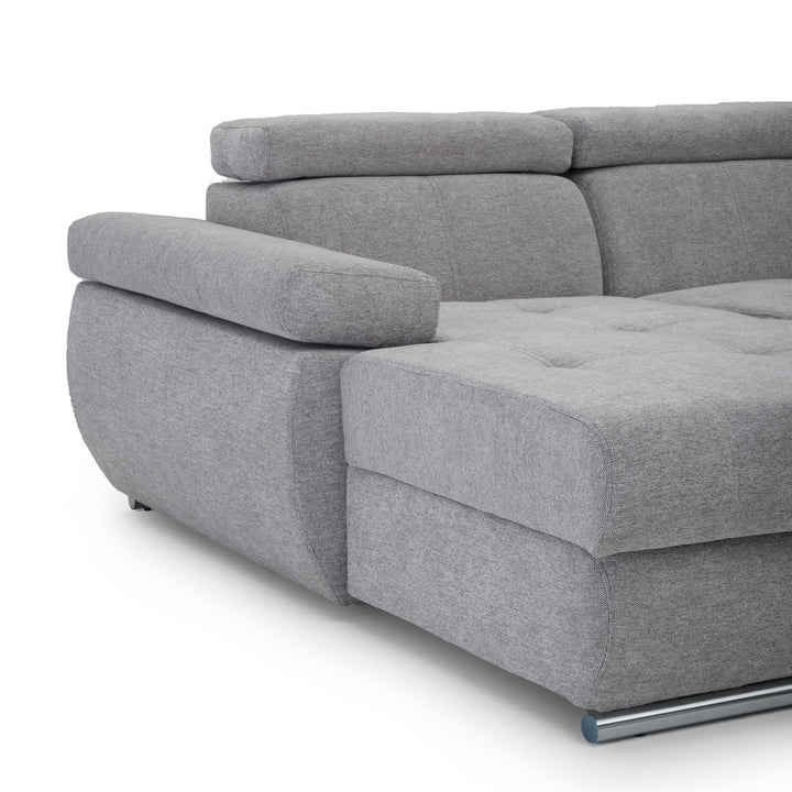 Wicek Fabric Sectional Sofa-Bed Light Grey