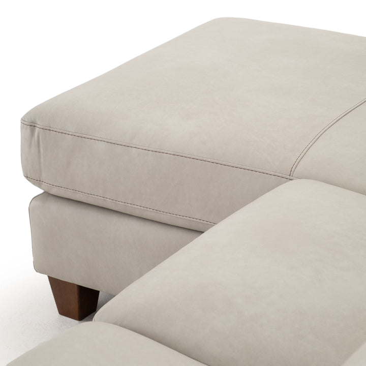 Neal Leather Sectional Sofa Light Grey