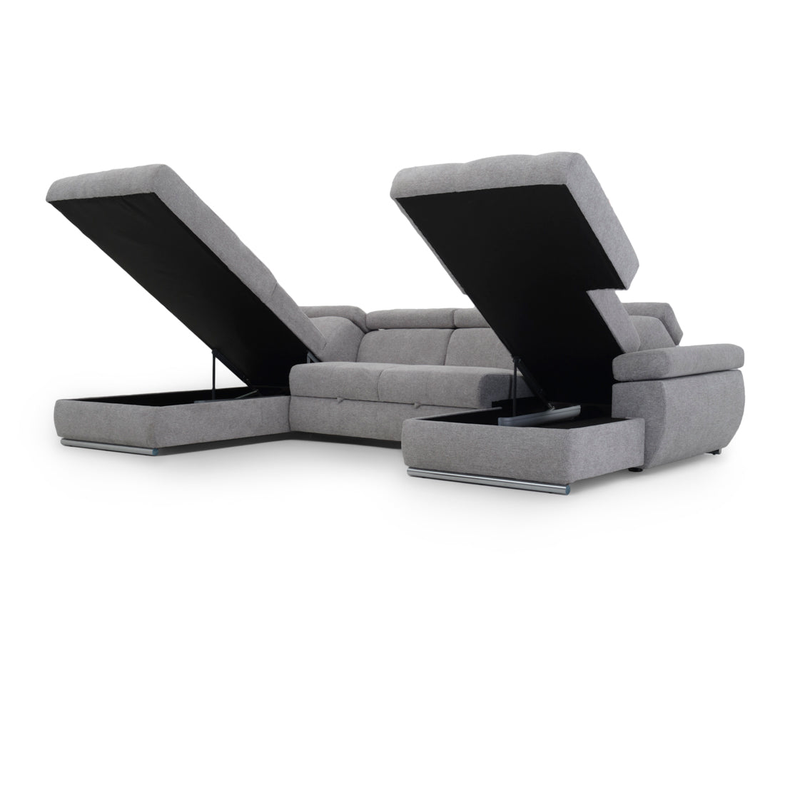 Wicek Fabric Sectional Sofa-Bed Light Grey