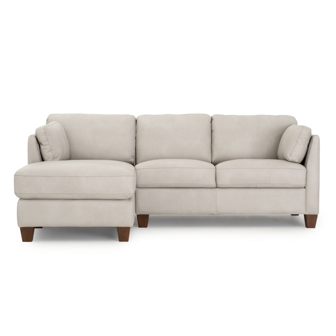 Neal Leather Sectional Sofa Light Grey