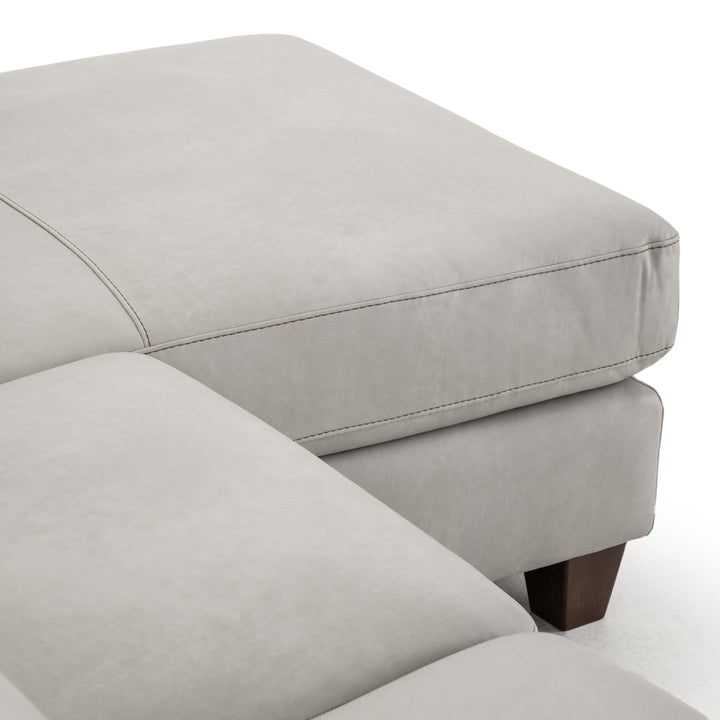 Neal Leather Sectional Sofa Light Grey