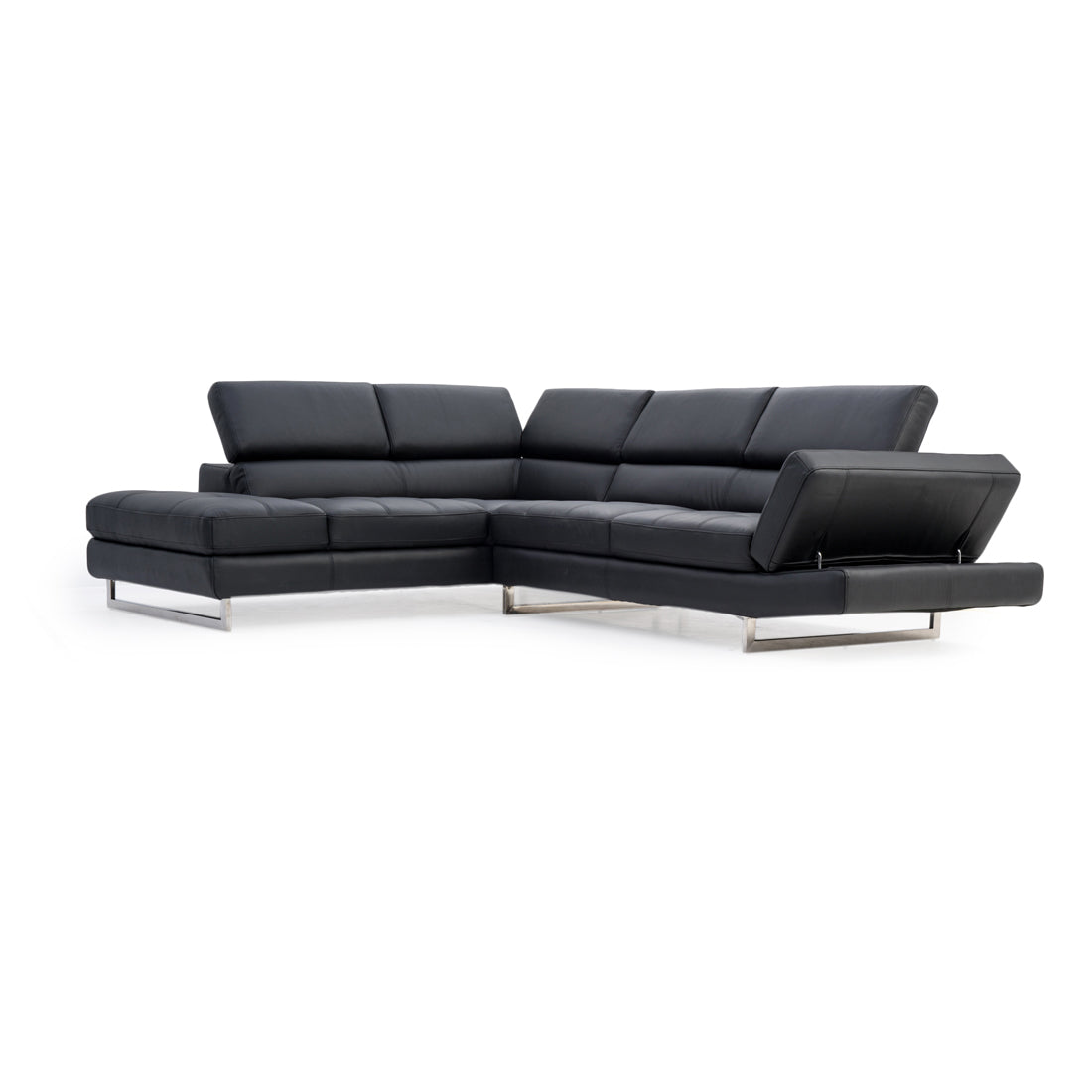Rockland Leather Sectional Sofa Black