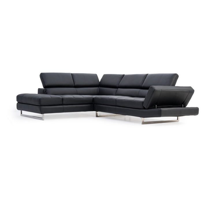 Rockland Leather Sectional Sofa Black