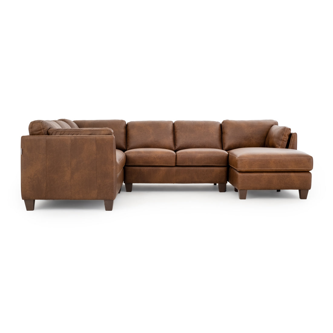 Neal Leather Sectional Sofa Cognac