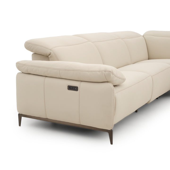 Wakely Leather Sectional Sofa Beige