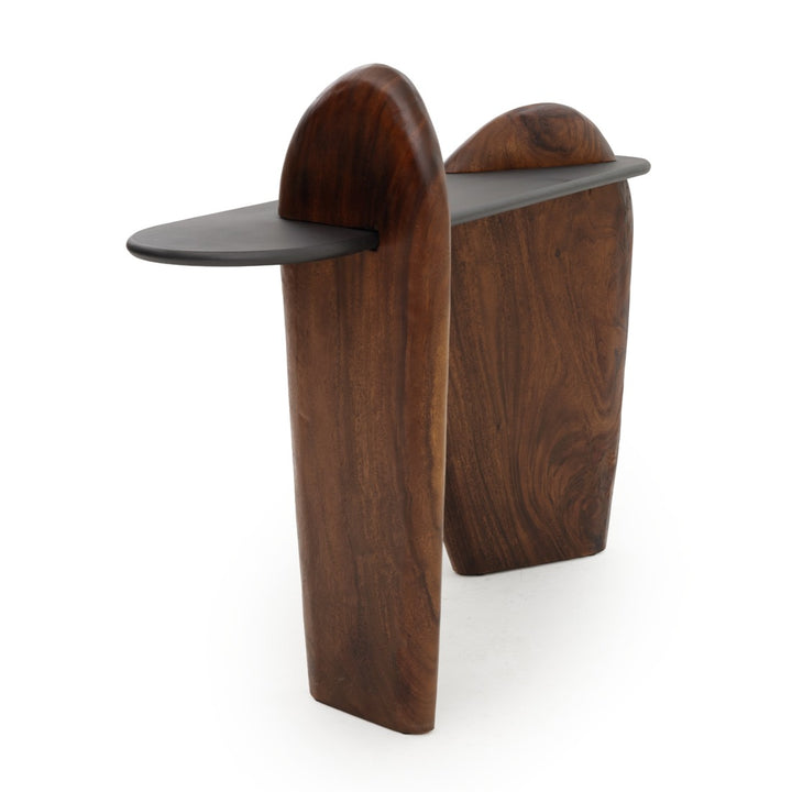 Natera Wood Console Table Dark Brown