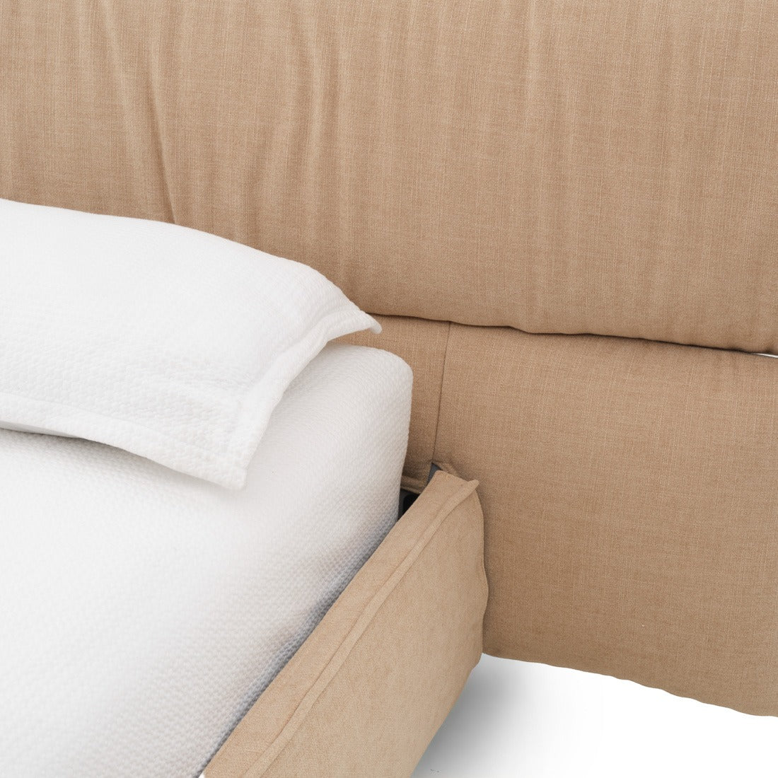 Wenna Fabric Queen Bed Beige