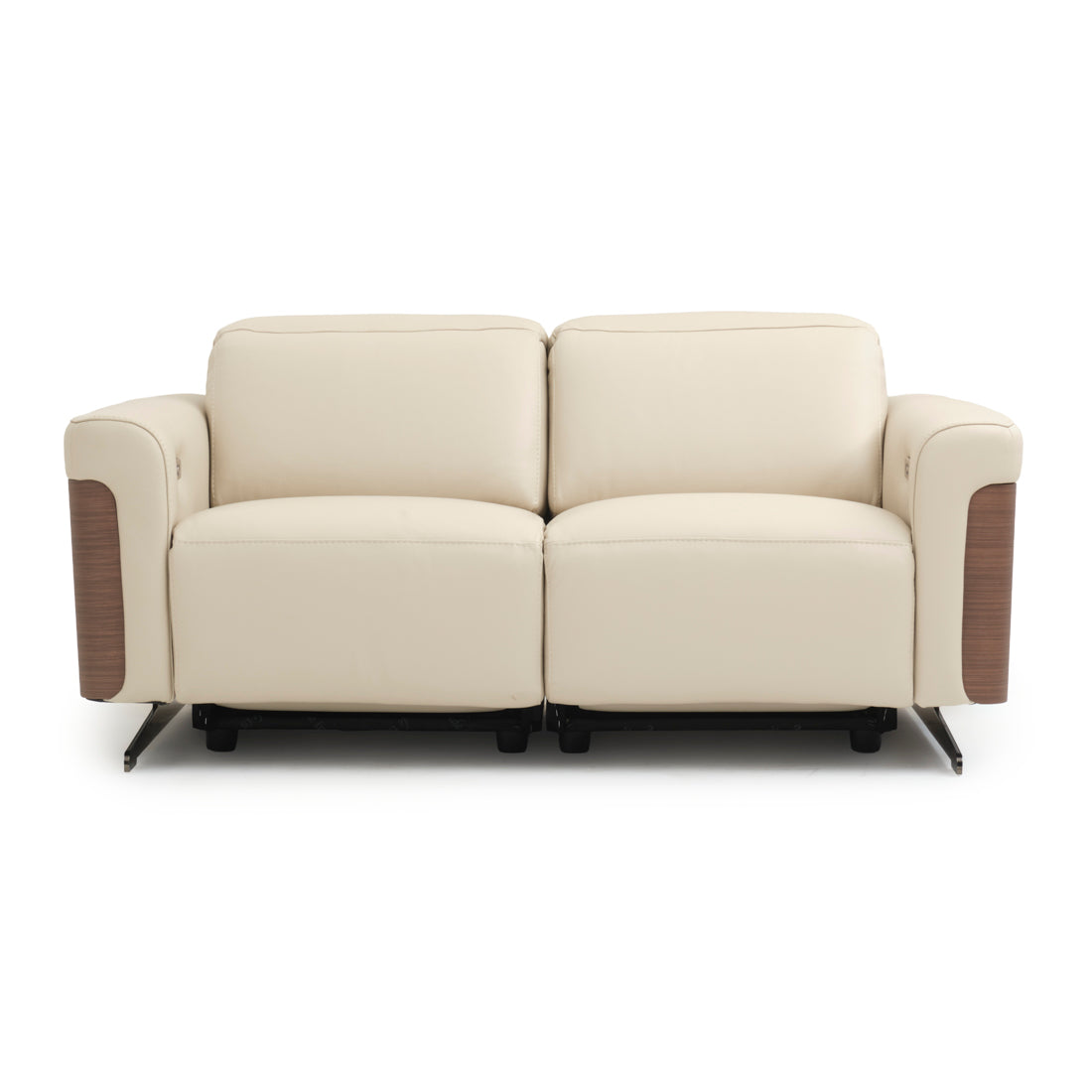 Walida Leather Reclining Loveseat Beige