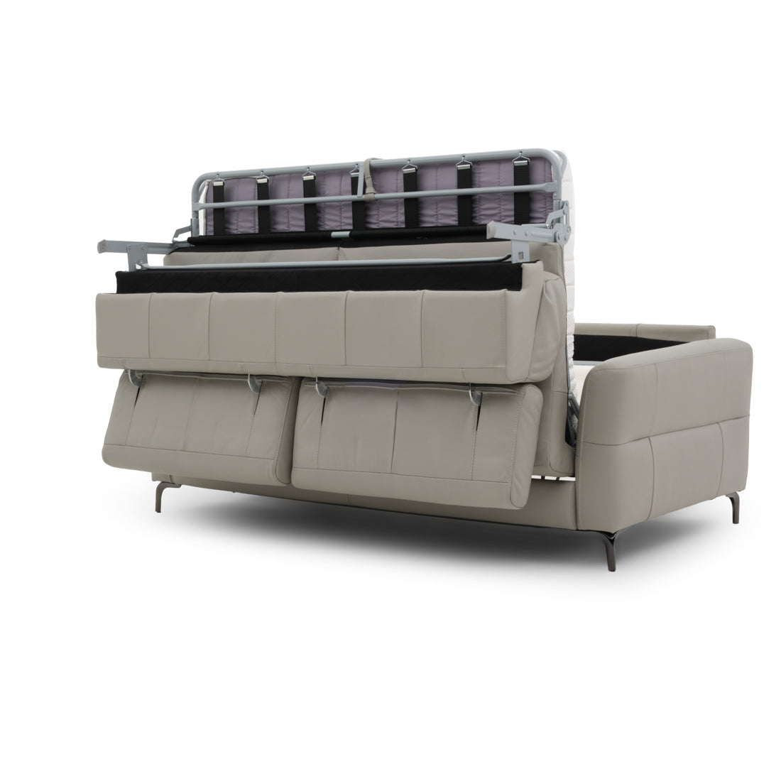 Westlyn Leather Double Sofa-Bed Light Grey
