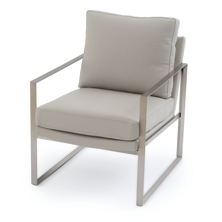 Everton Leather Accent Chair Light Grey