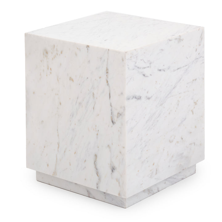 Nabby Marble End Table White
