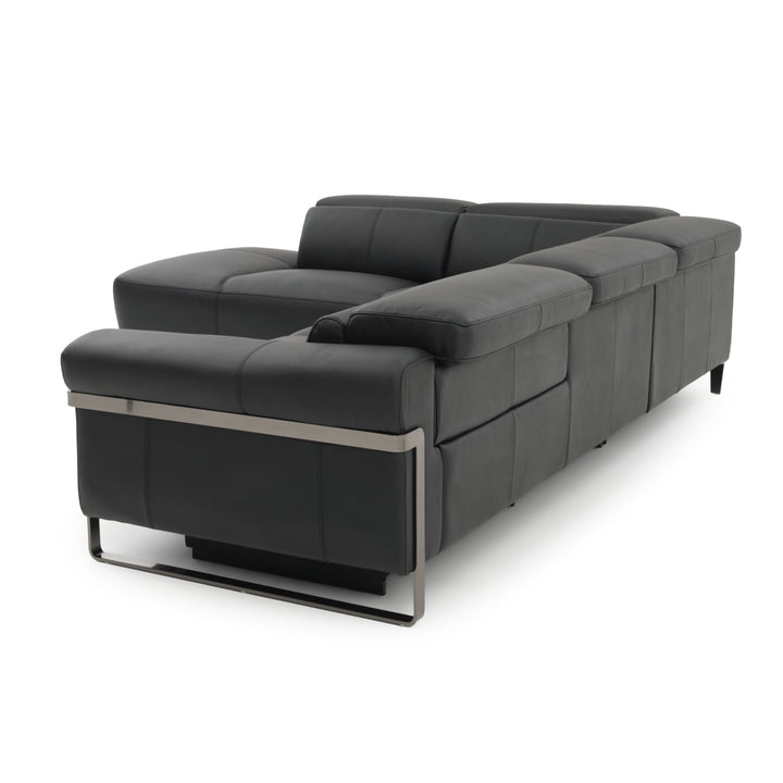 Wilberta Leather Sectional Sofa Black