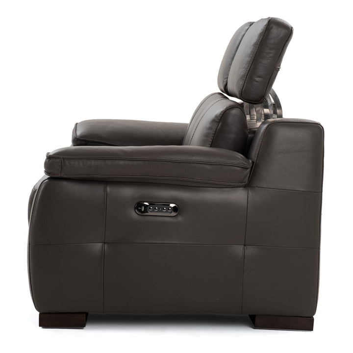 Nova Leather Reclining Loveseat Dark Grey