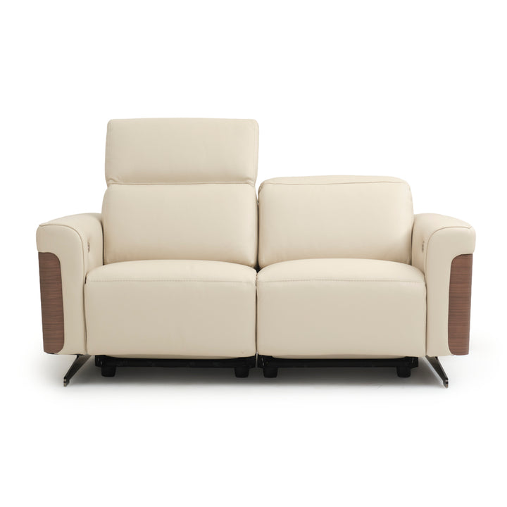 Walida Leather Reclining Loveseat Beige