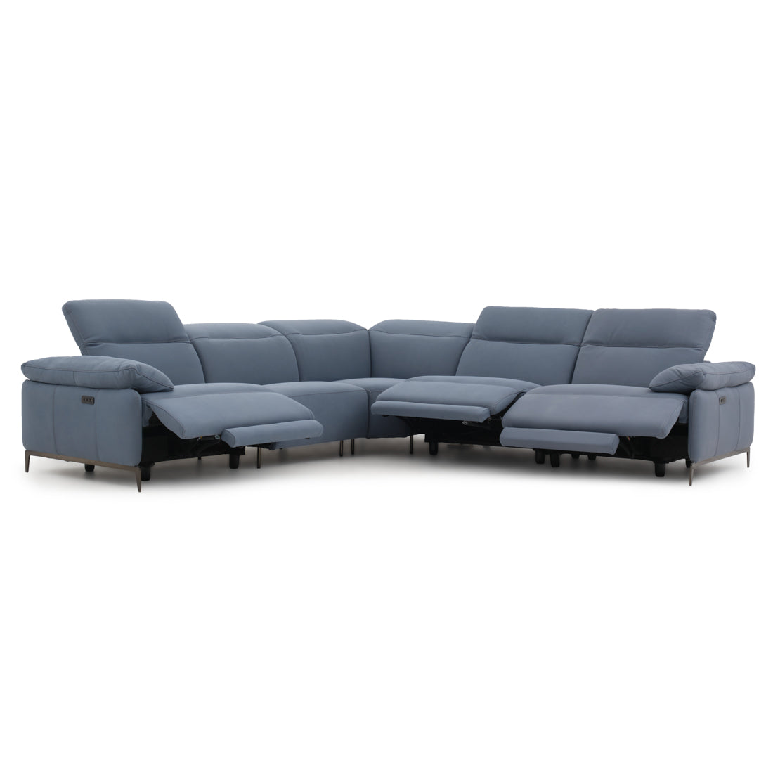 Wakely Leather Sectional Sofa Dark Blue