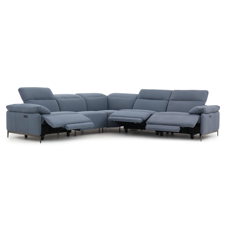 Wakely Leather Sectional Sofa Dark Blue