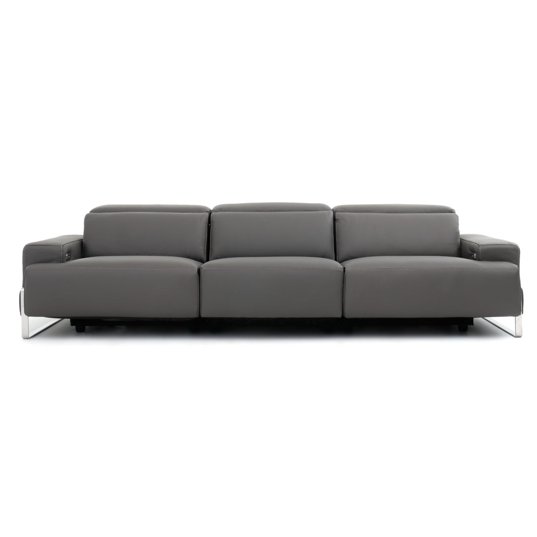 Warley Leather Reclining Sofa Light Grey