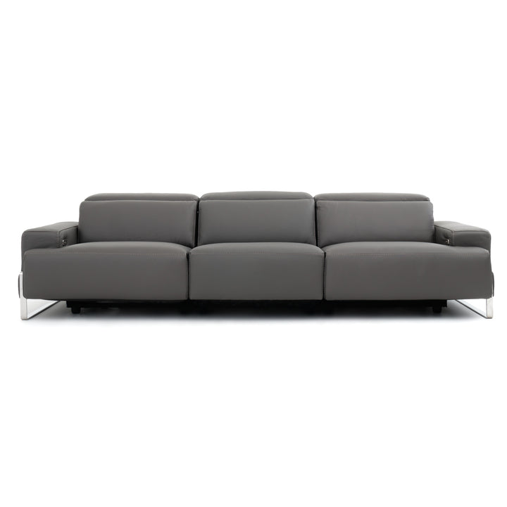 Warley Leather Reclining Sofa Light Grey