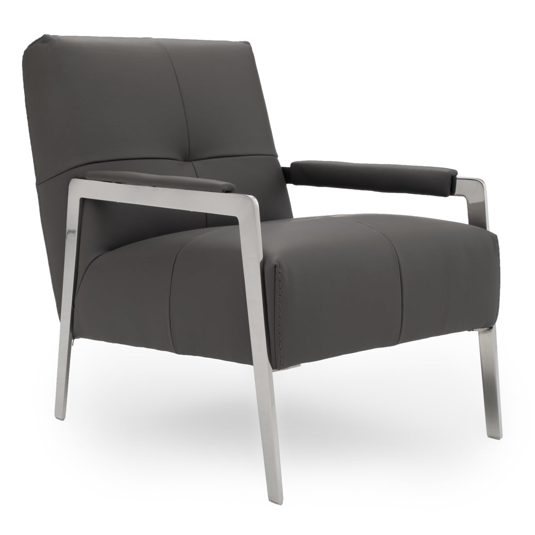 Walter Leather Accent Chair Dark Grey