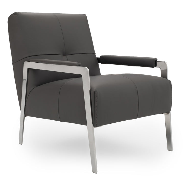 Walter Leather Accent Chair Dark Grey