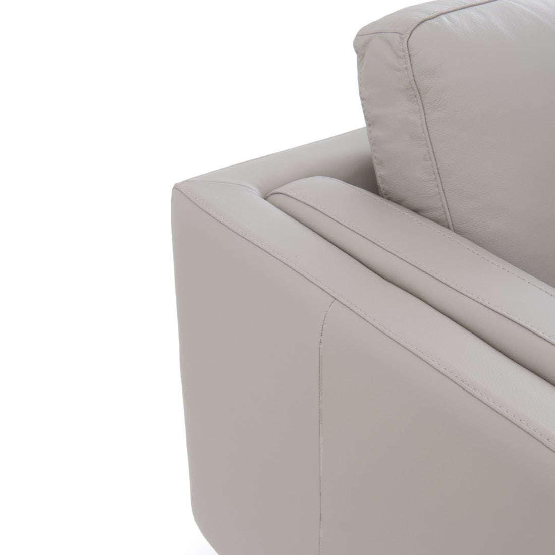 Everly Leather Sofa Light Grey