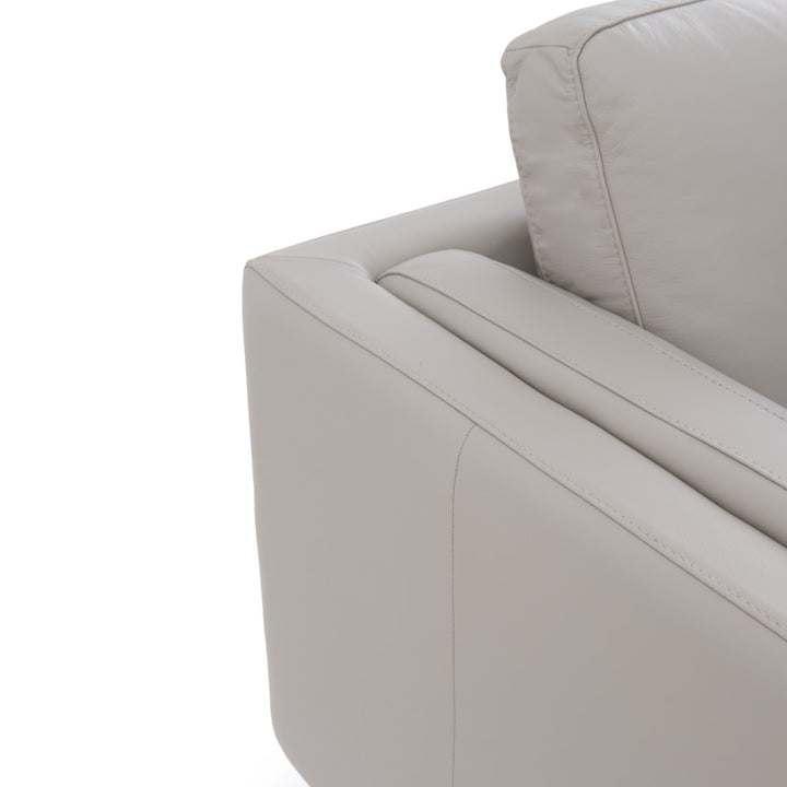 Everly Leather Sofa Light Grey
