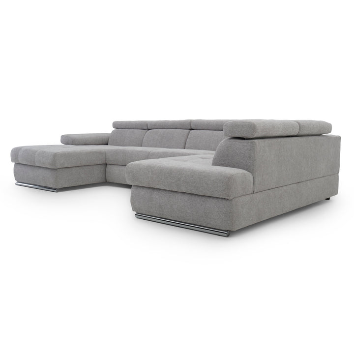 Wicek Fabric Sectional Sofa-Bed Light Grey