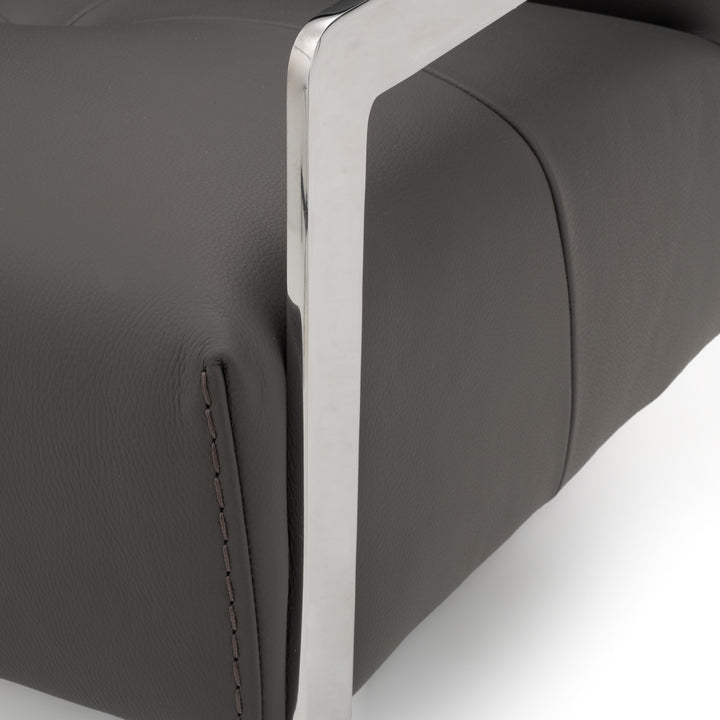 Walter Leather Accent Chair Dark Grey
