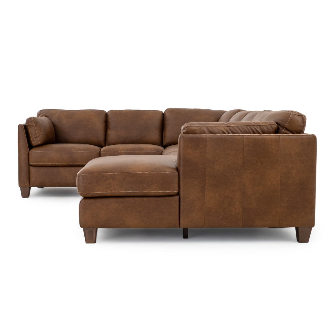 Neal Leather Sectional Sofa Cognac