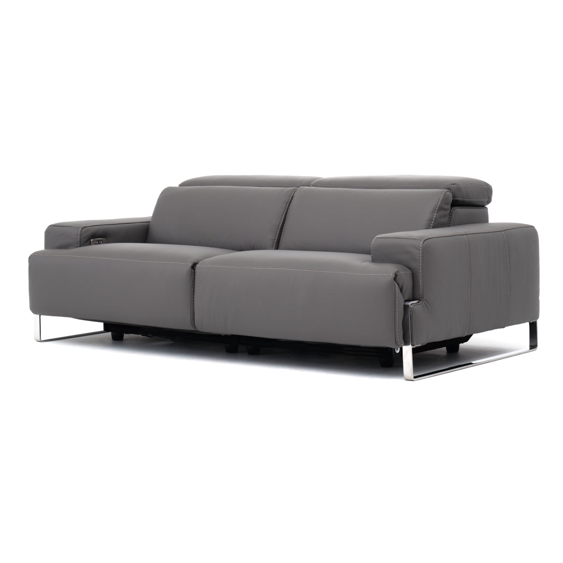 Warley Leather Reclining Sofa Light Grey