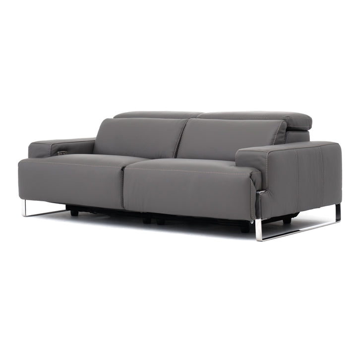 Warley Leather Reclining Sofa Light Grey