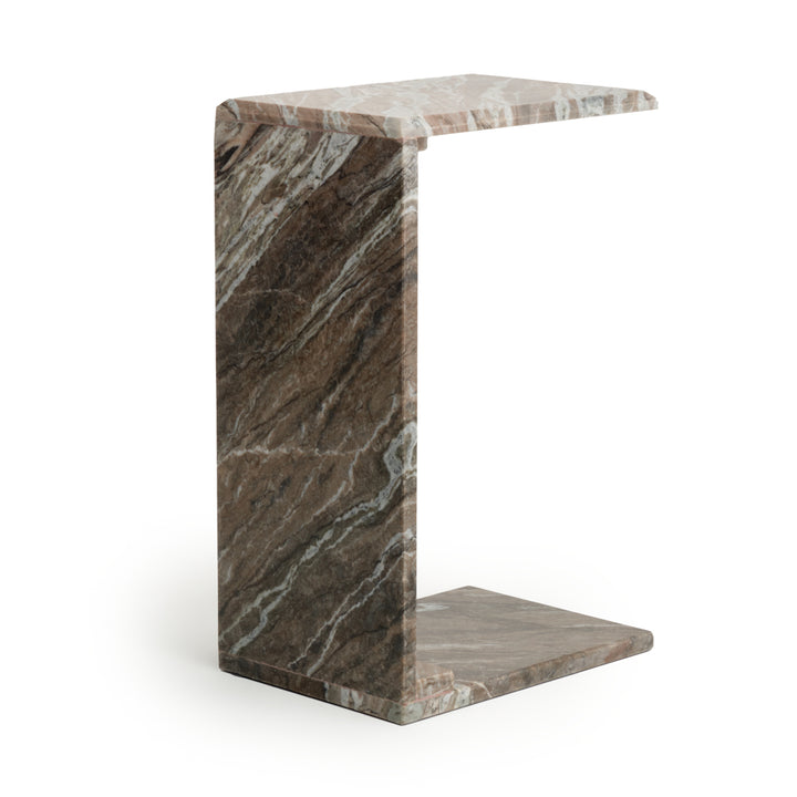 Neville Marble Accent Table Light Brown
