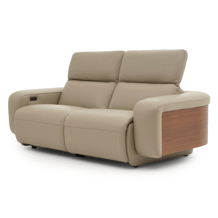Eltha Leather Reclining Sofa Taupe