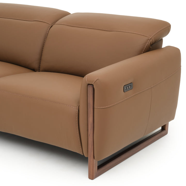 Embra Leather Reclining Sofa Dark Brown
