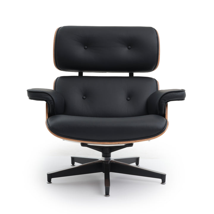 Norena Accent Chair with Ottoman Black