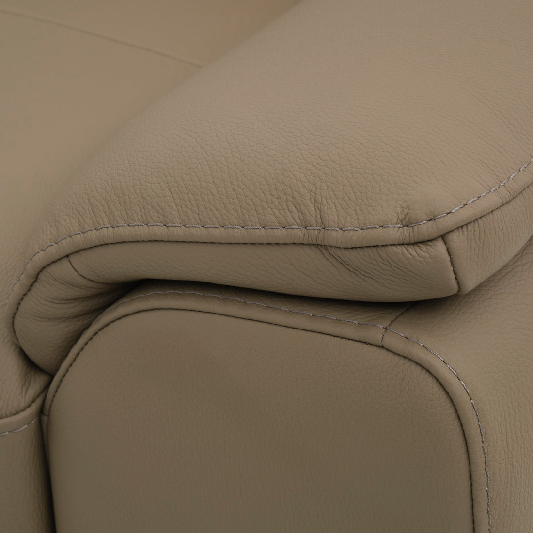 Nicola Leather Reclining Sofa Taupe
