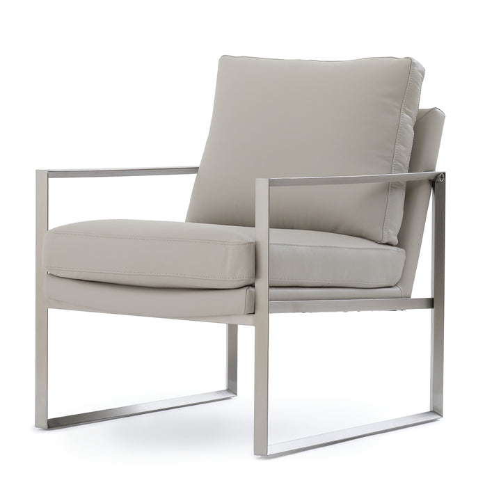 Everton Leather Accent Chair Light Grey