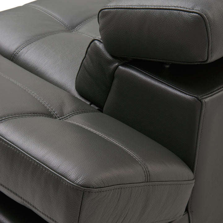 Rockland Leather Sectional Sofa Dark Grey