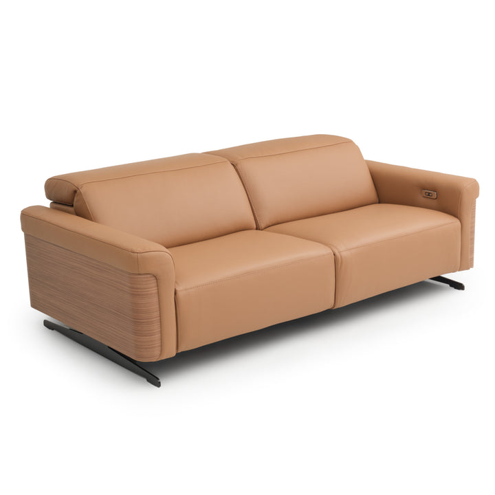 Walida Leather Reclining Sofa Cognac