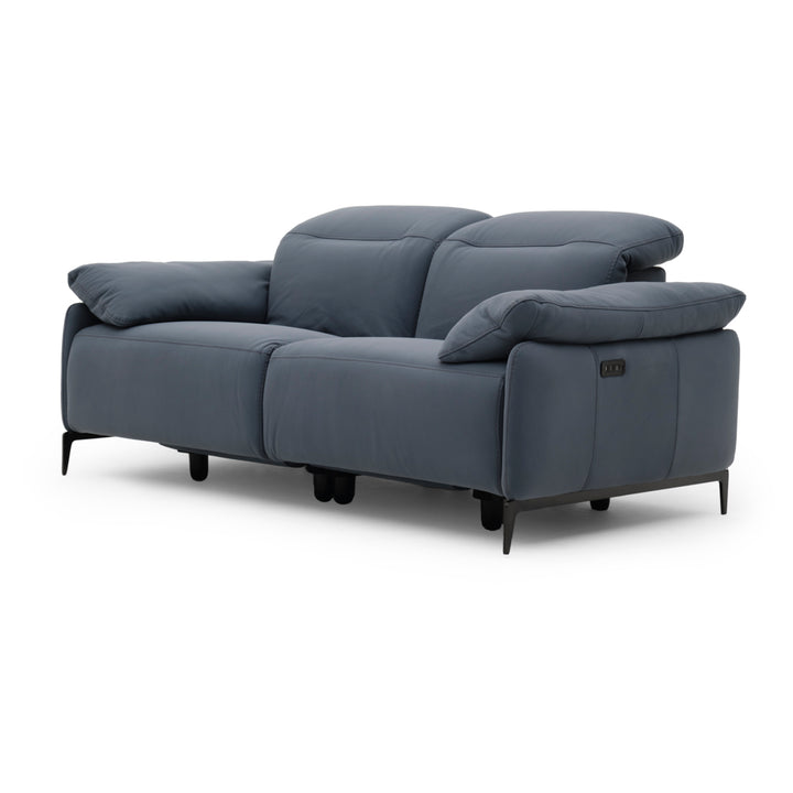 Wakely Leather Reclining Sofa Dark Blue